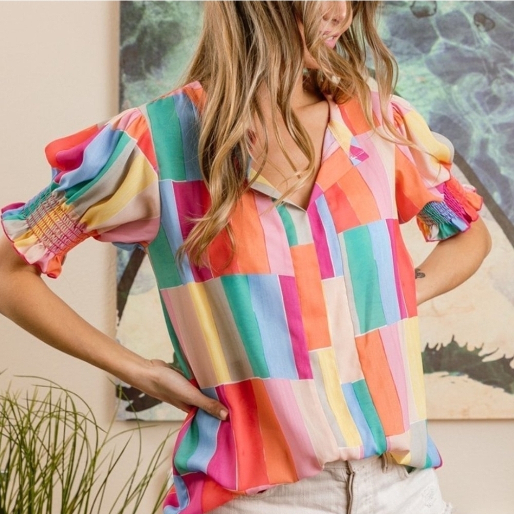 Bibi Multicolor Striped Blouse - image 3